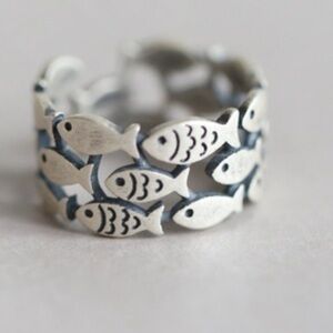 Fisher of Men swimming fish titanium stainless steel boutique adjustable ring